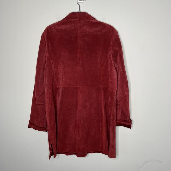 Relativity Jacket Womens XL Red Genuine Suede Leather Button Front Lined‎ - Picture 6 of 10